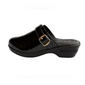 Rasolli Women's Black Patent Slip-On Clogs Size 7 NEW No Tags